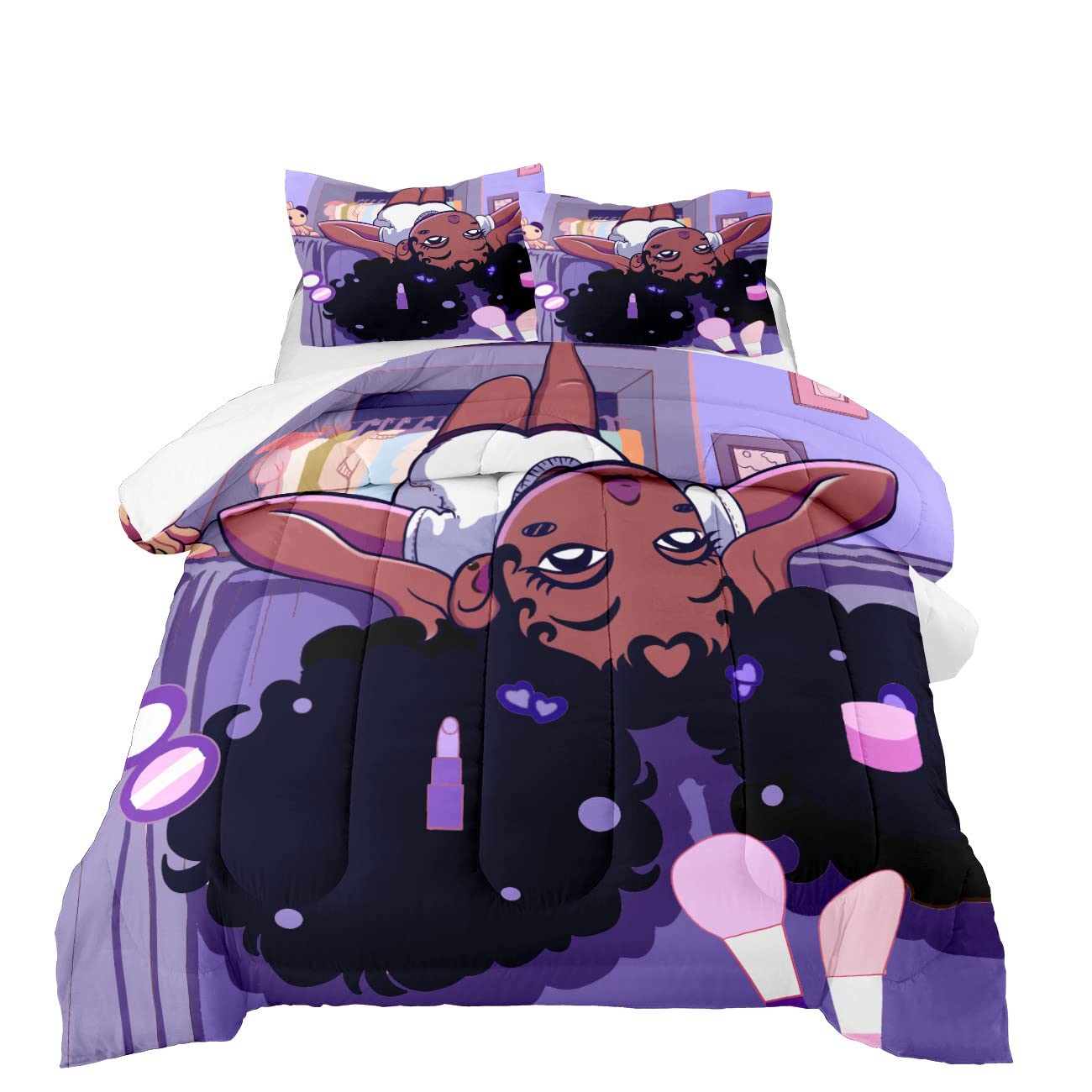 FJKJHKGJ African Black Girl Twin Bedding Set, Twin Bed Bedding for Kids Black Girl Comforter Set, 1 Comforter + 1 Pillowcase