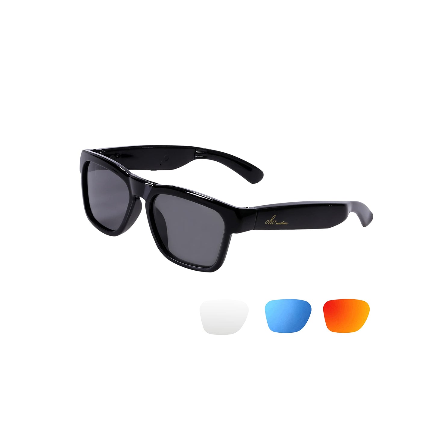 OhO Smart Glasses,Polarized Sunglasses with Bluetooth Speaker,Athletic/Outdoor UV Protection and Voice Control,Unisex(Mirror Blue Lens)