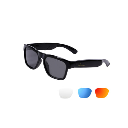 OhO Smart Glasses,Polarized Sunglasses with Bluetooth Speaker,Athletic/Outdoor UV Protection and Voice Control,Unisex(Mirror Blue Lens)