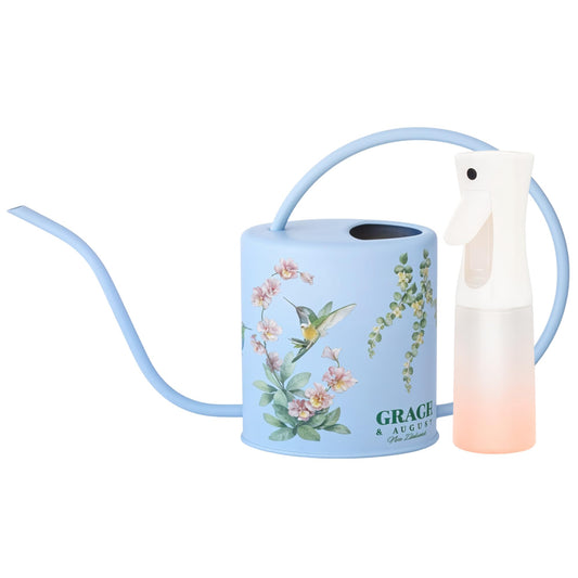 Watering Can for Indoor Plants - House Plant Watering can - Colorful, Decorative Indoor Water can for Plants - Metal Indoor Watering can with Long Spout - 1.5L 51floz 0.4 Gallon(Hummingbird Blue)