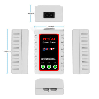 Haisito B3 Lipo Battery Charger for 2-3S Batteries Pack (7.4V,11.1V), Compact Airsoft Battery Balance Fast Charger (100-240V) for RC Quadcopter RC Drone Car Boat (White)