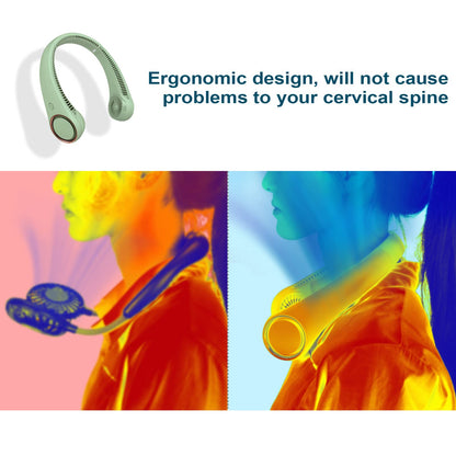 CIVPOWER Neck Fan: Portable Personal Neck Cooling Rechargeable Bladeless Fan - Hands Free 3 Speed 4000 mAh Battery USB Operated Wearable Headphone Design - Gift for Men Women Outdoor (Light Green)