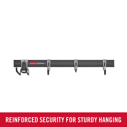 Rubbermaid FastTrack Garage Storage Utility Hooks 5 Piece Black All in One Rail Hook Kit and Tool Organizer Heavy Duty for Home/Garage/Shed/Garden