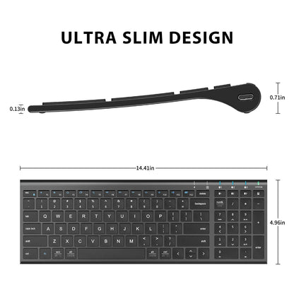iClever BK10 Bluetooth Keyboard, Universal Bluetooth 5.1 Wireless Keyboard with Number Pad, Ergonomic Design, Multi-Device Compatibility, Stable Connection for Mac, iPad, iPhone, Android, Windows