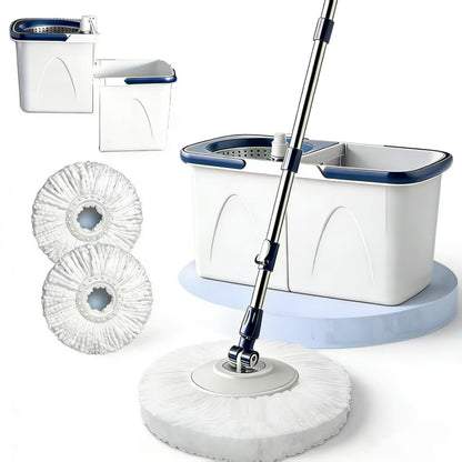 Spin Mop Bucket with Wringer, Mop with Bucket Set Includes 3 Replacement Pads, Durable Mop Bucket for Home Floor Cleaning