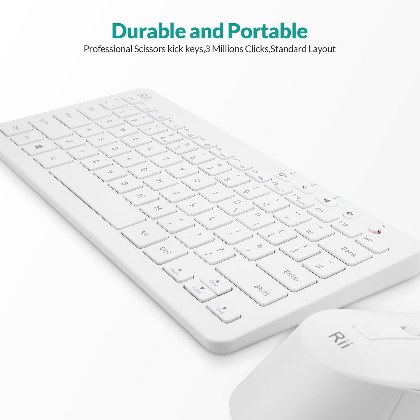 Wireless Keyboard and Mouse Set, Keyboard and Mouse with Ultra-slim Size UK Layout Compatible with PC, Laptop, Computer, Windows for Office Home Work-White