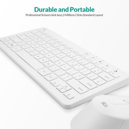 Wireless Keyboard and Mouse Set, Keyboard and Mouse with Ultra-slim Size UK Layout Compatible with PC, Laptop, Computer, Windows for Office Home Work-White