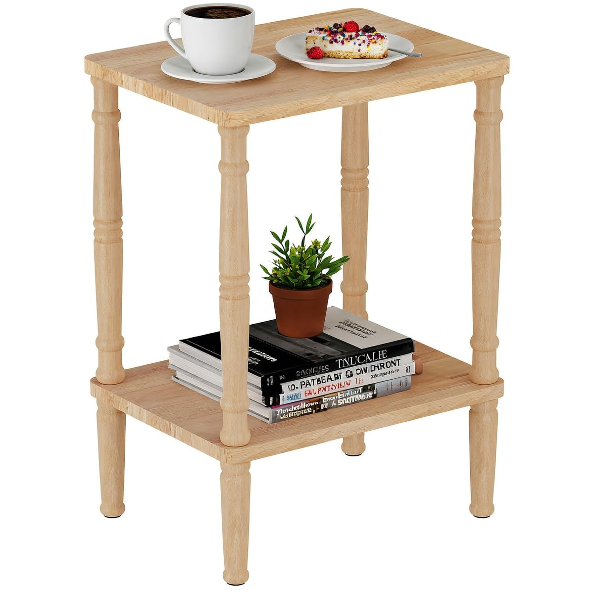LUCKNOCK Solid Wood Side Table, Small Vintage End Table, Narrow Couch Side Table with Storage, Skinny Nightstand Bedside Table for Small Spaces, Bedroom, Living Room, Farmhouse, No-Tool Assembly.