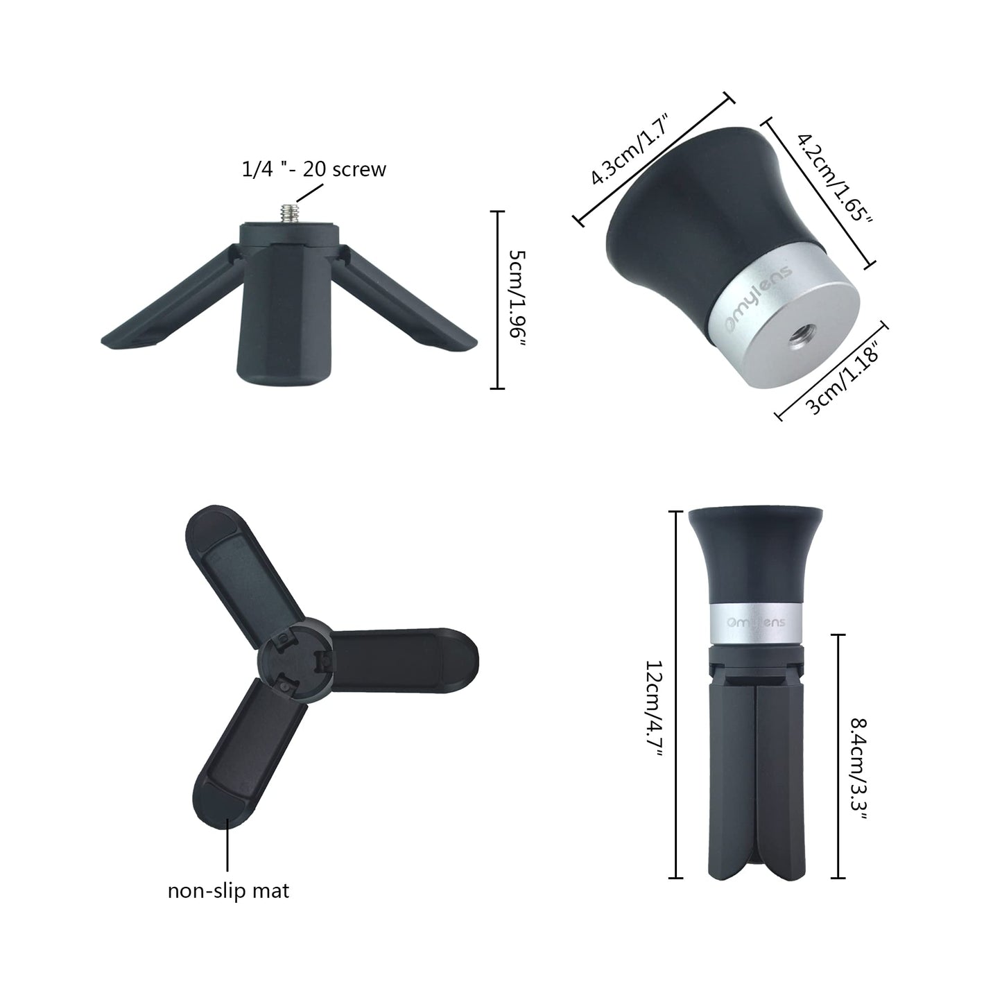 Lens Balls Stand for Photography, Supports 60mm to 150mm(6 inch) Crystal Ball, Lens Ball Holder, Suction Mount Cup+ Alumina Base (1/4"-20 General Internal Thread) + Mini Tripod