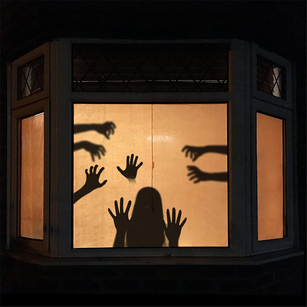 Halloween Wall Sticker Horrible Halloween Female Ghost Hand Wall Decal Removable Shadowy Figure Glass Window Wall Stickers Decor for Party Decoration Festive Atmosphere