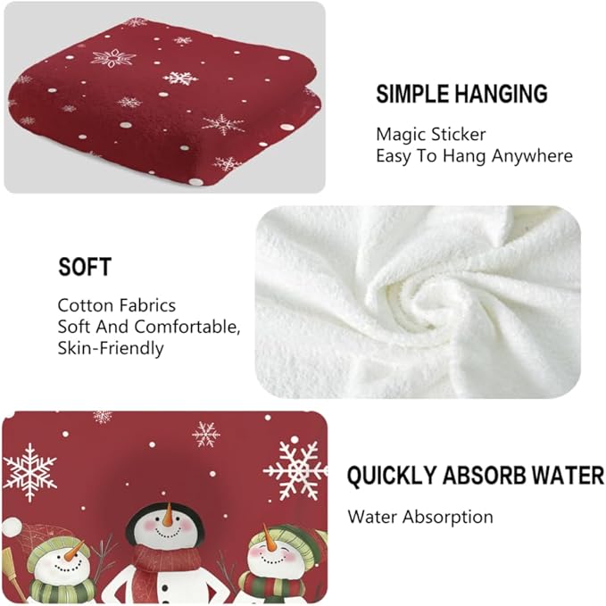 Snowman Hand Towels 28.7 x 13.7 Inch Christmas Bathroom Towels Winter Holiday
