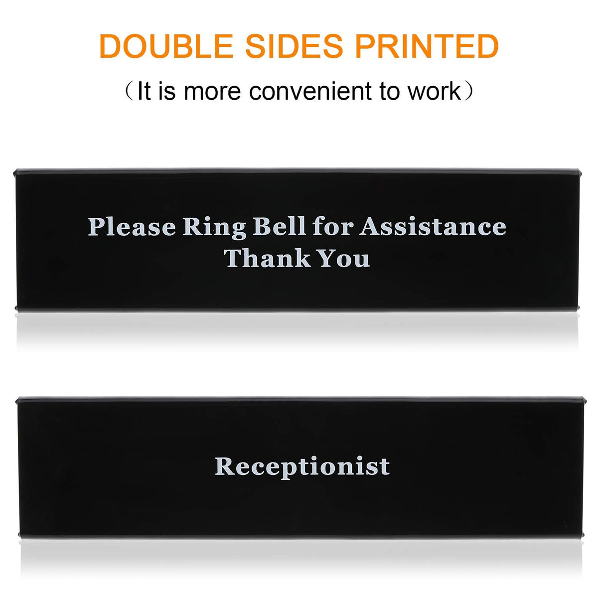 Boao Desk Service Dinner Bell Metal Silver Call Bell and Double Side No Receptionist Sign Please Ring Sign for Service Assistance for Hotel School Restaurant Reception Area(Sliver Bell)