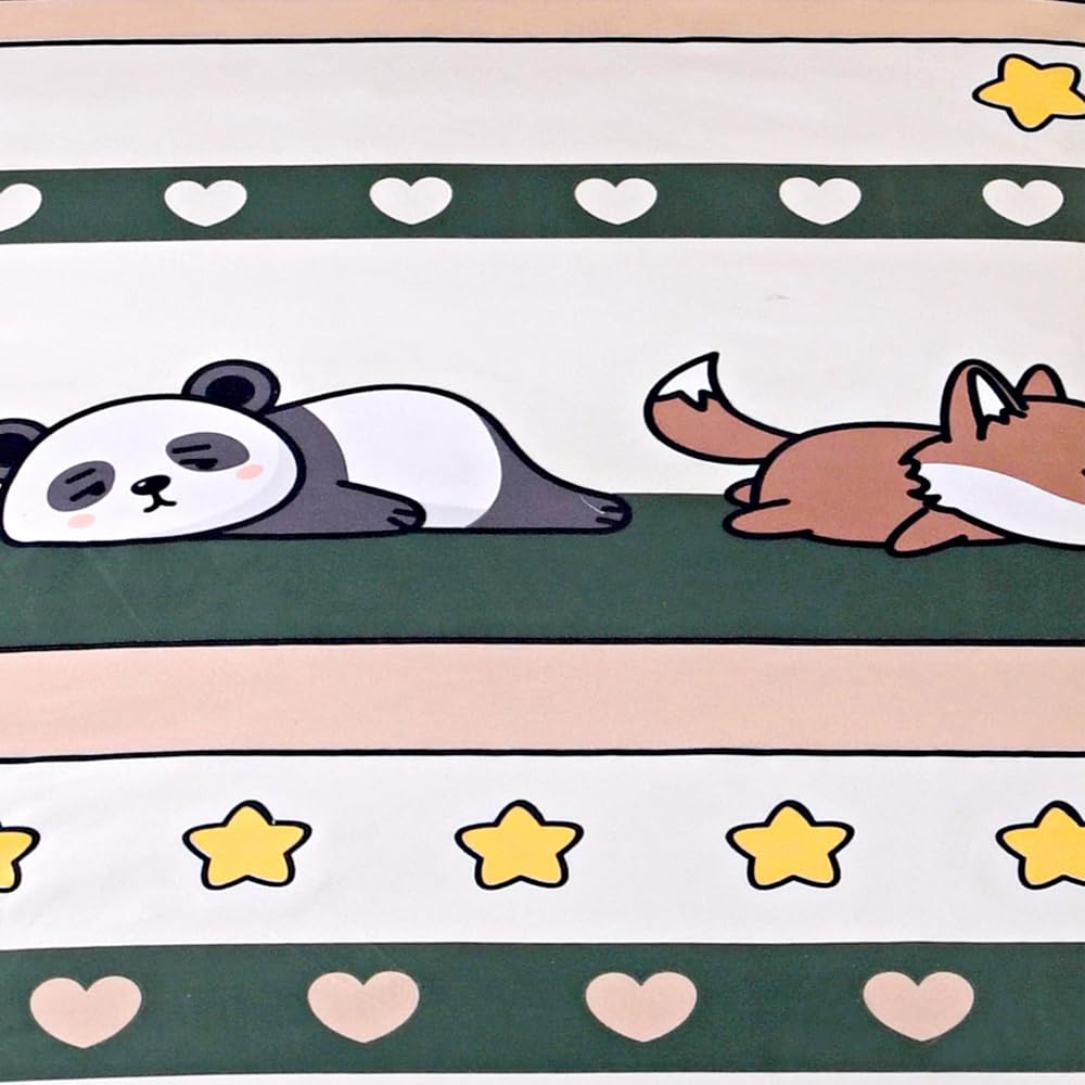 KWLOVER Bed Fitted Sheet and Pillowcase Set,Animals Cute Panda Printed Fitted Sheet for Kids Twin Size Bed (Green, Twin)