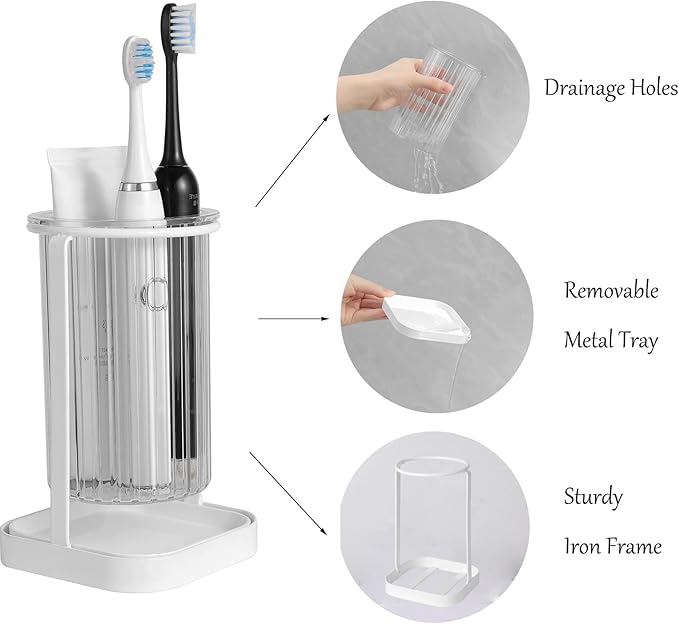 Toothbrush Holders with Drain Tray, Hanging Toothbrush and Toothpaste Holder