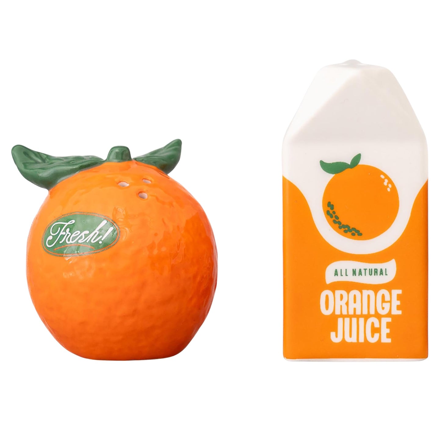 ban.do Cute Salt and Pepper Shakers Set in Novelty Fruit Shape, Matching Vintage Inspired Shakers, Orange