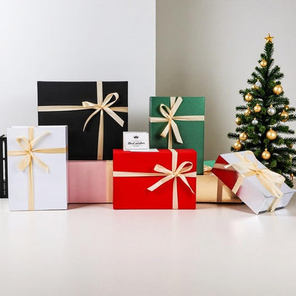 UoeRing 1 Pcs Silver Gift Box Large 13.5x11.8x4.7 inch Luxury Gift Box for Presents with Magnetic Closure Lid Collapsible,Birthday,Contains Card, Ribbon, Tissue Paper,Shredded Paper Filler
