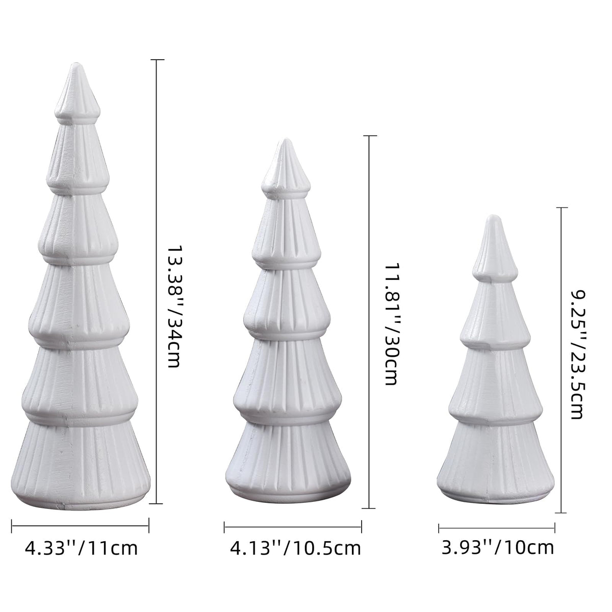 Wooden Christmas Tree, Set of 3 Tabletop Tree Figurine Wood Desk Centerpieces Table Tree Decoration Festive Ornament for Accents Xmas Mantel Shelf Home Decor Holiday Party Indoor Outdoor (White)