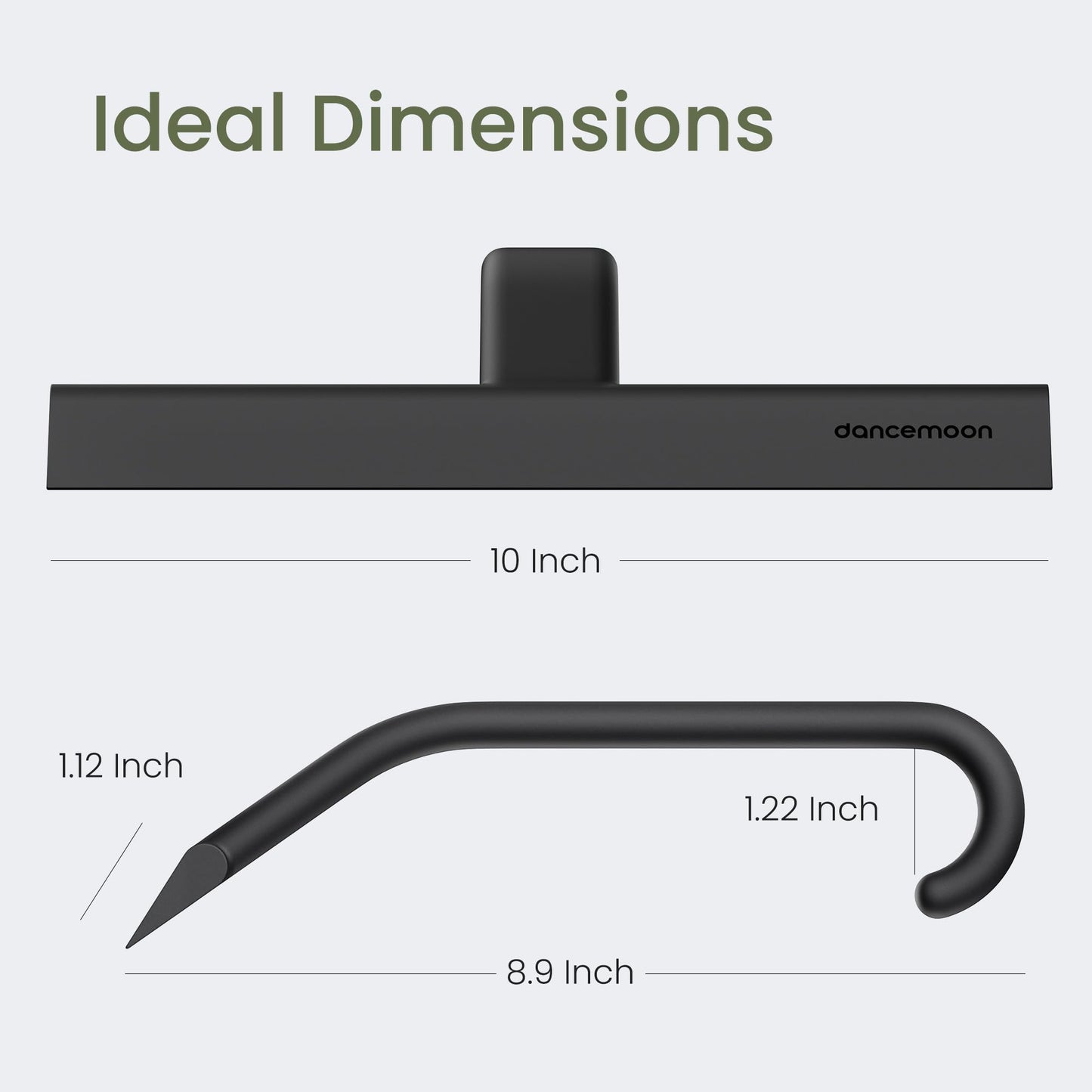 dancemoon JustHang Shower Squeegee for Shower Doors, All-one-Piece Silicone with Built-in Hook Design for Easy Hanging and Cleaning, 25 cm, Black