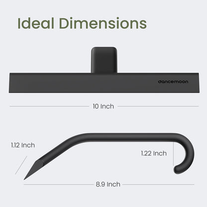 dancemoon JustHang Shower Squeegee for Shower Doors, All-one-Piece Silicone with Built-in Hook Design for Easy Hanging and Cleaning, 25 cm, Black