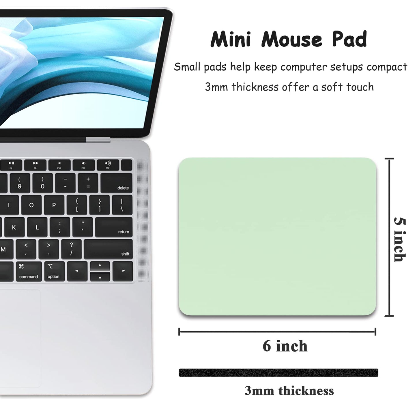 Dapesuom Mouse Pad 5 x 6 Inch With Non-Slip Rubber Base, Waterproof Mat for Women Kids Men, Wireless Mouse Laptops Keyboard Tray Home Office Travel, Lake Green