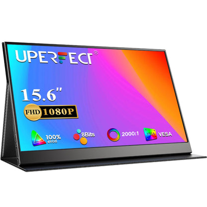 UPERFECT 15.6" Portable Monitor, Upgrade 1080P IPS Matte Travel Portable Screen with/VESA & Smart Cover, USB-C Mini HDMI External Screen for Laptop/PC/Phone/Game, Compatible with PS3/4/5/Xbox/Switch