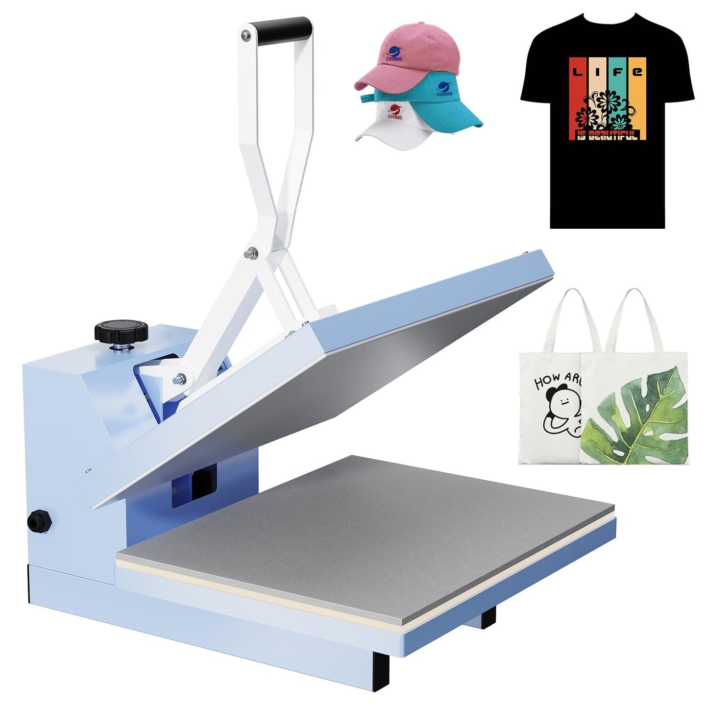 16x24 Heat Press Machine for t-Shirts, Sublimation Transfer, Fast Heating, Digital Precise Temperature Control, Adjustable Pressure, Industrial Transfer Printer for Commercial & Home Use, Hazy Blue