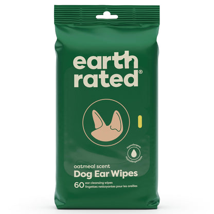 Earth Rated Ear Wipes & Grooming Wipes Bundle - Includes 70 Wild Oat-Scented Pet Ear Wipes and 100 Unscented Grooming Wipes.