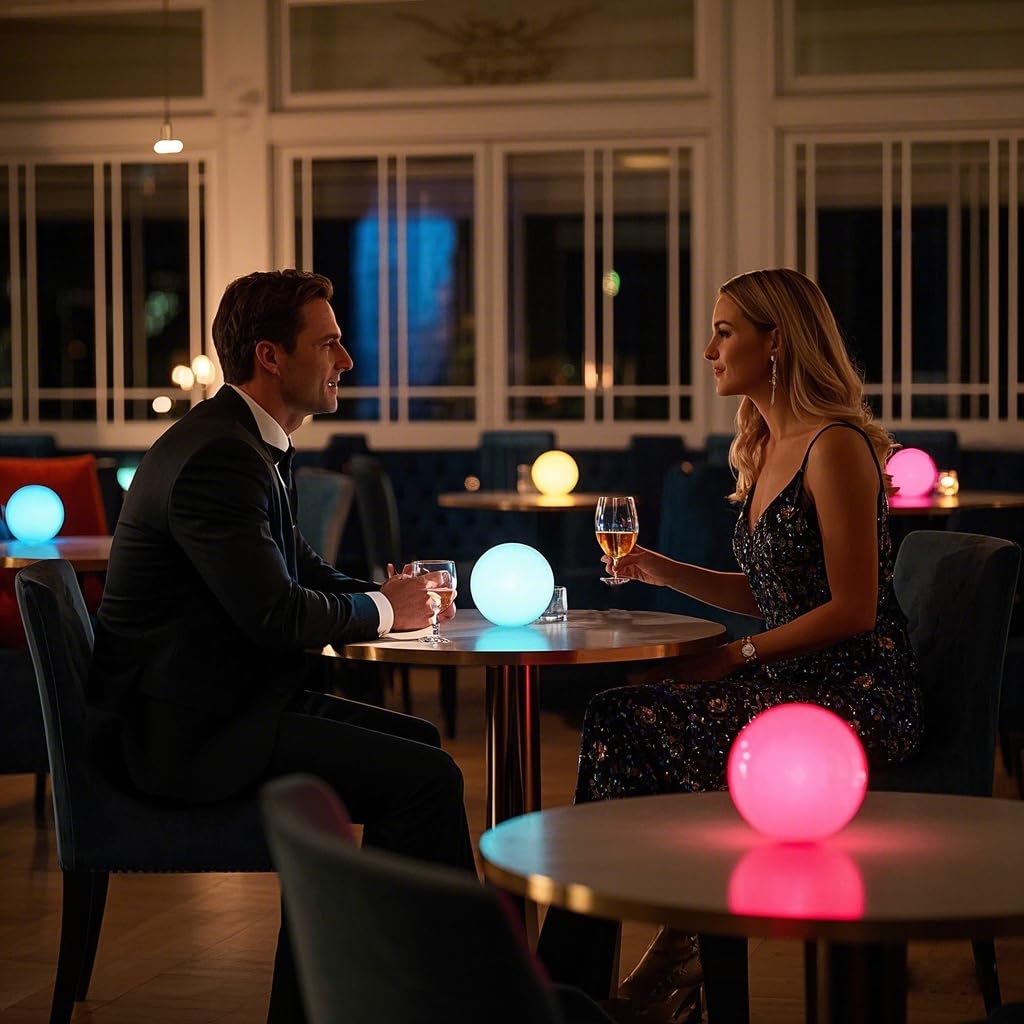 COPU LED Ball Light, 6-inch Glowing Orb Light, Rechargeable Globe Lamp, Dimmable Mood Lights W/Remote, Waterproof Ambient Lighting Lamp for Desk Bedroom Bathroom Patio