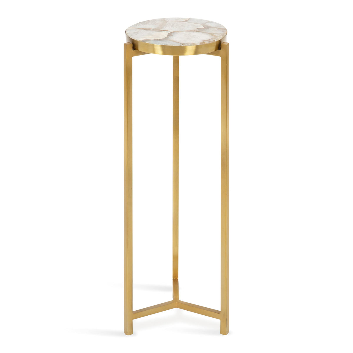 Kate and Laurel Aguilar Modern Drink Table, 9 x 9 x 23, Natural Stone and Gold, Genuine Quartz Accent Table for Small Spaces
