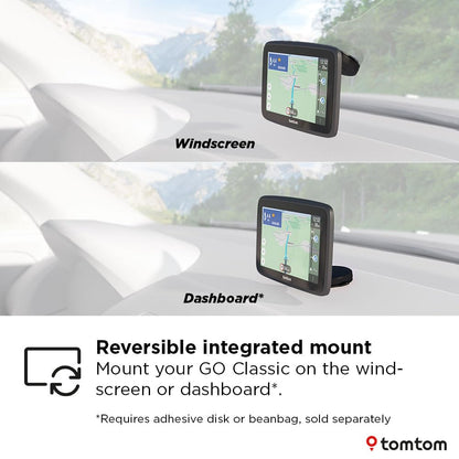 TomTom Car Sat Nav GO Classic 2nd (6 inch, with Traffic information, speed cam alert trial, Europe Map updates included, updates via WiFi, Moving Lane Guidance, integrated reversible mount)