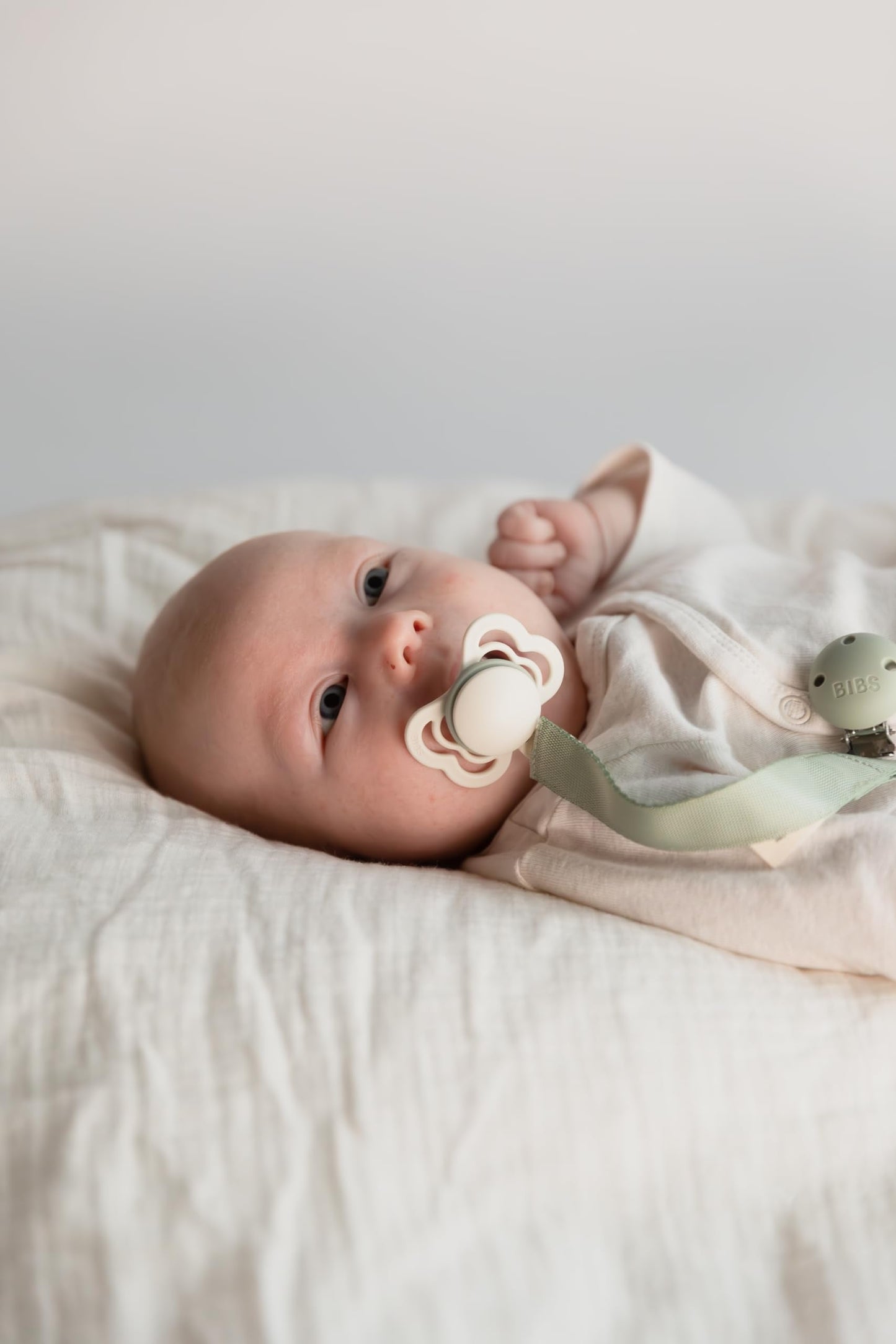 BIBS Supreme Soother 2-Pack, BPA Free Dummy Pacifier, Symmetrical Nipple. Silicone, Size 1 (0-6 Months), Ivory/Sage