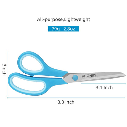KUONIIY Scissors 8 Inch Soft Comfort-Grip Handles Sharp Blades, Set of 3