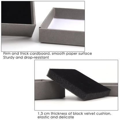 Coobbar Gift Box Necklace Earring Ring Box Gift Box,12 Pieces Square Cardboard Jewelry Gift Boxes,Cotton Filled Cardboard Paper Jewelry Box Gift Case (3.5x3.5x1.25 Inches) (Gray)