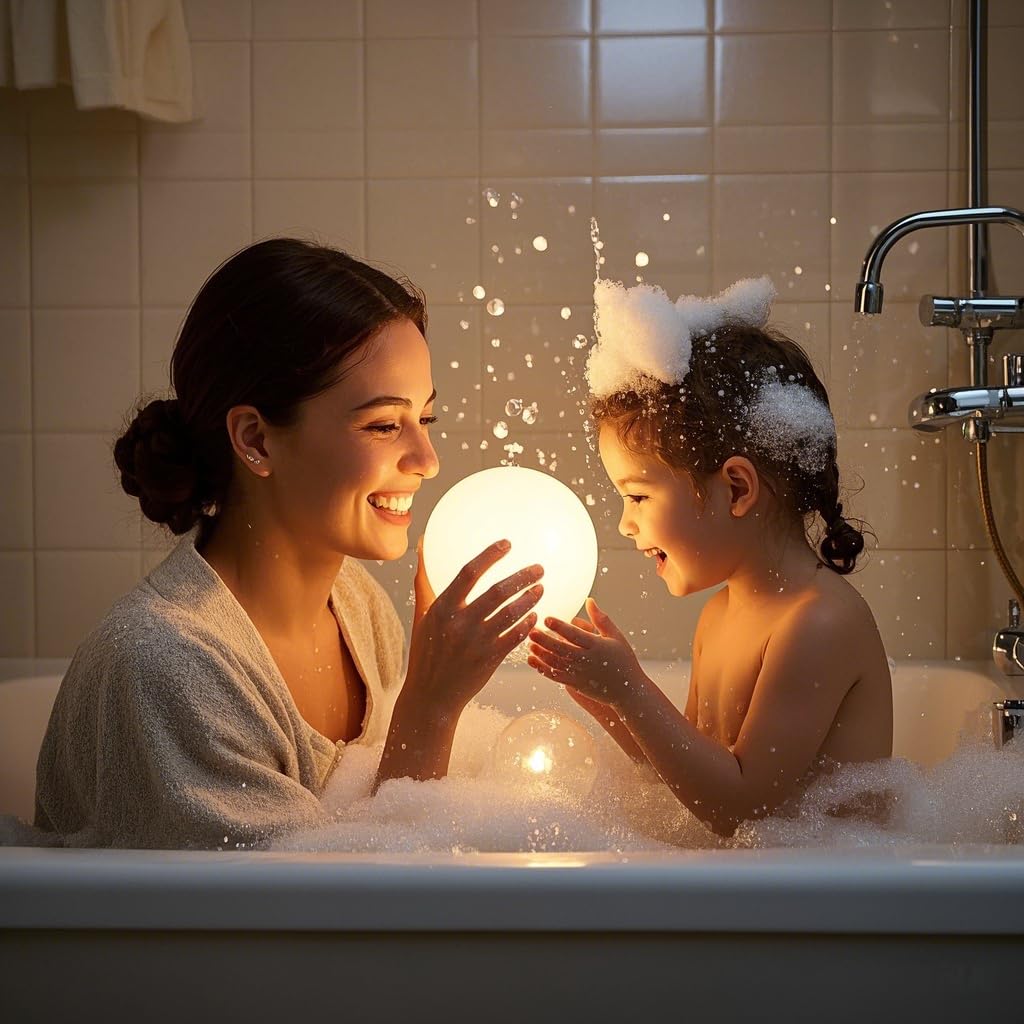 COPU LED Ball Light, 6-inch Glowing Orb Light, Rechargeable Globe Lamp, Dimmable Mood Lights W/Remote, Waterproof Ambient Lighting Lamp for Desk Bedroom Bathroom Patio