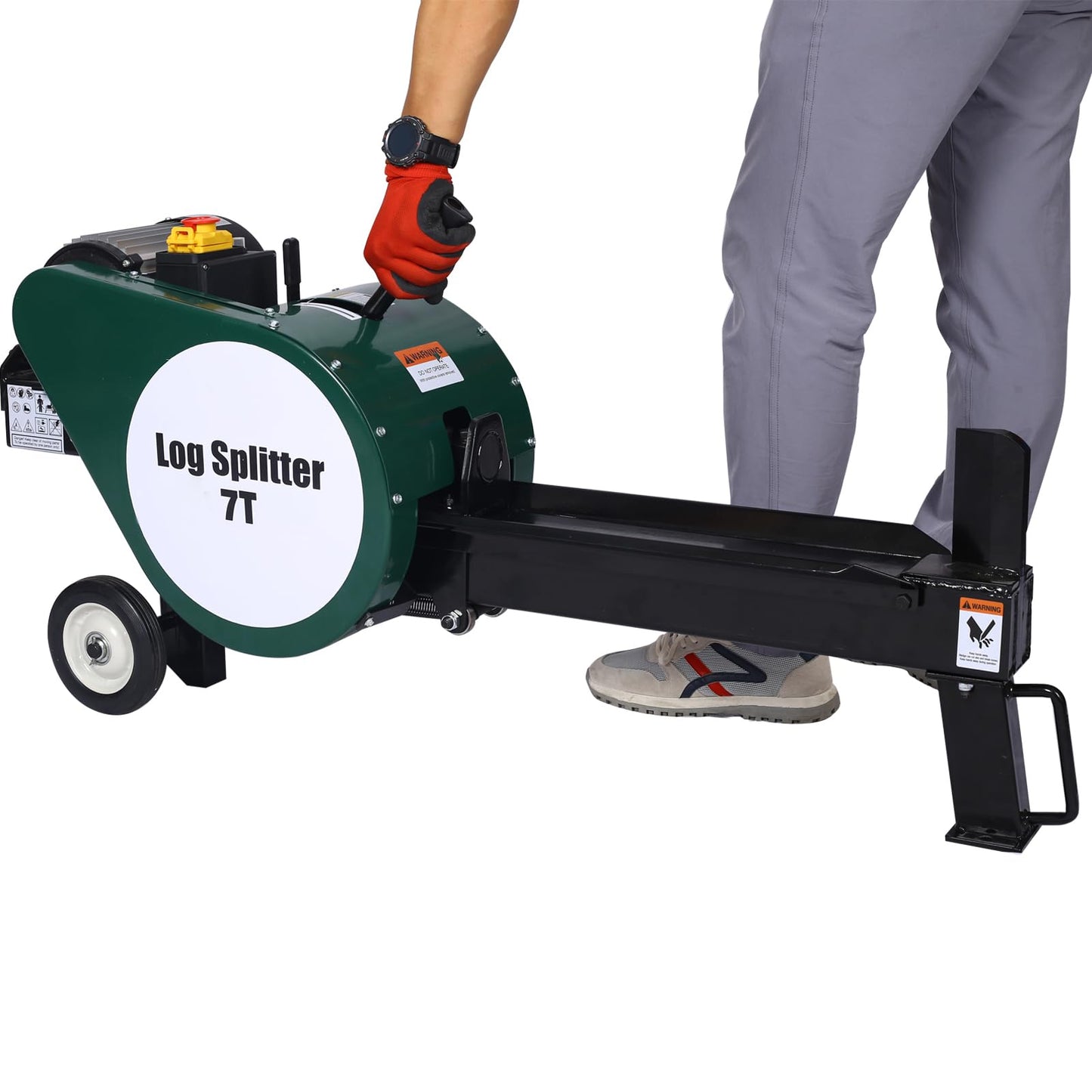 HeureuxBoBo 7 Ton Horizontal Double Flywheel Electric Log Splitter, 2HP 16A 110V Portable Firewood Splitting Machine with Low Profile Design & Comfortable Handle