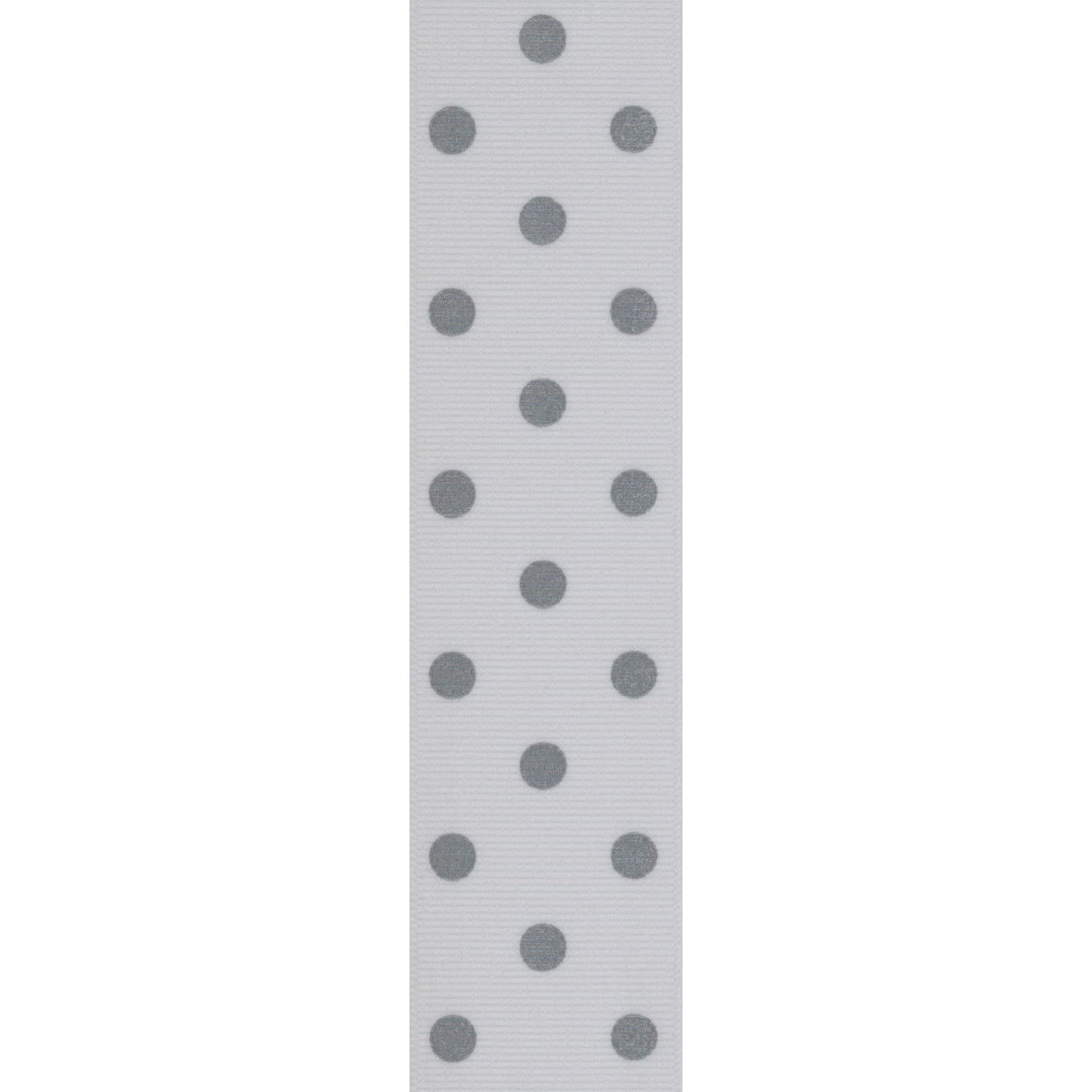 Offray 876600 1.5" Wide Grosgrain Ribbon, Metallic Silver and White Polka Dot, 3 Yards