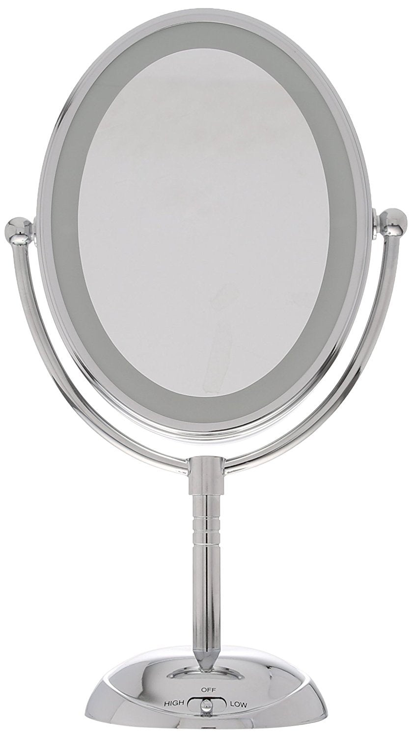Conair Lighted Makeup Mirror, LED Vanity Mirror, 1X/7X Magnifying Mirror, Double Sided, Corded in Polished Chrome
