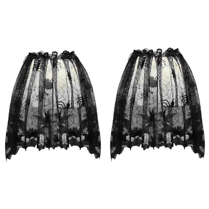 Orgrimmar 2 PCS Halloween Spider Web Lamp Shades Topper Lace Cobweb Window Door Fireplace Mantle Scarf Cover with 2 PCS Ribbon for Halloween Themed Party Decoration, 20" x 60"