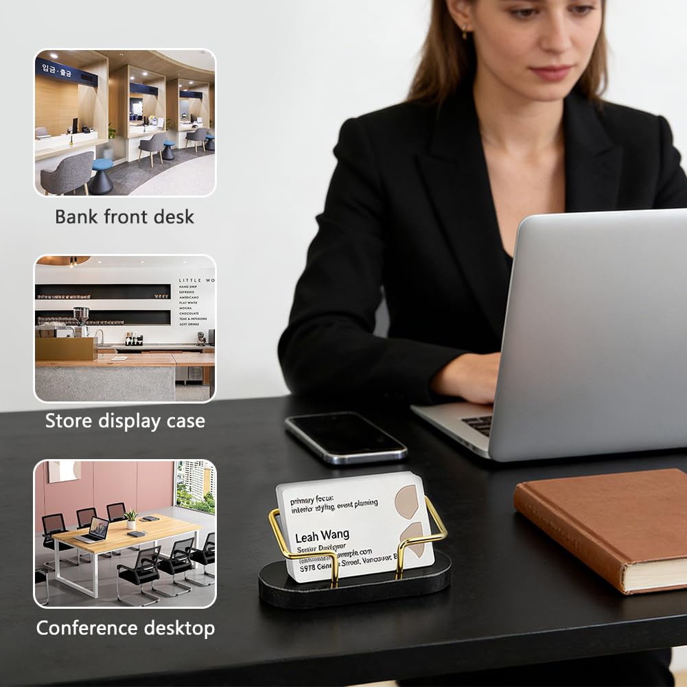 Zornaveli Marble Business Card Holder, 2 Pack Modern Business Card Display Stand for Desk, Gift Cards Organizer for Office, Reception, Desktop