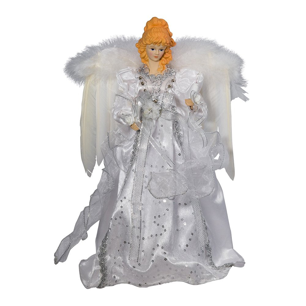 Kurt Adler 14" 10-Light White and Silver Angel Treetop