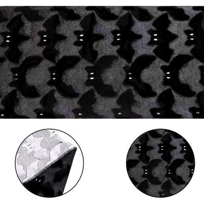 Heirloom Haven Black Bats Halloween Table Runner 13x72 Inch,Soft Plush Faux Fur Jacquard Seasonal Holiday Kitchen Dining Tabletop Runners for Home Indoor Decoration