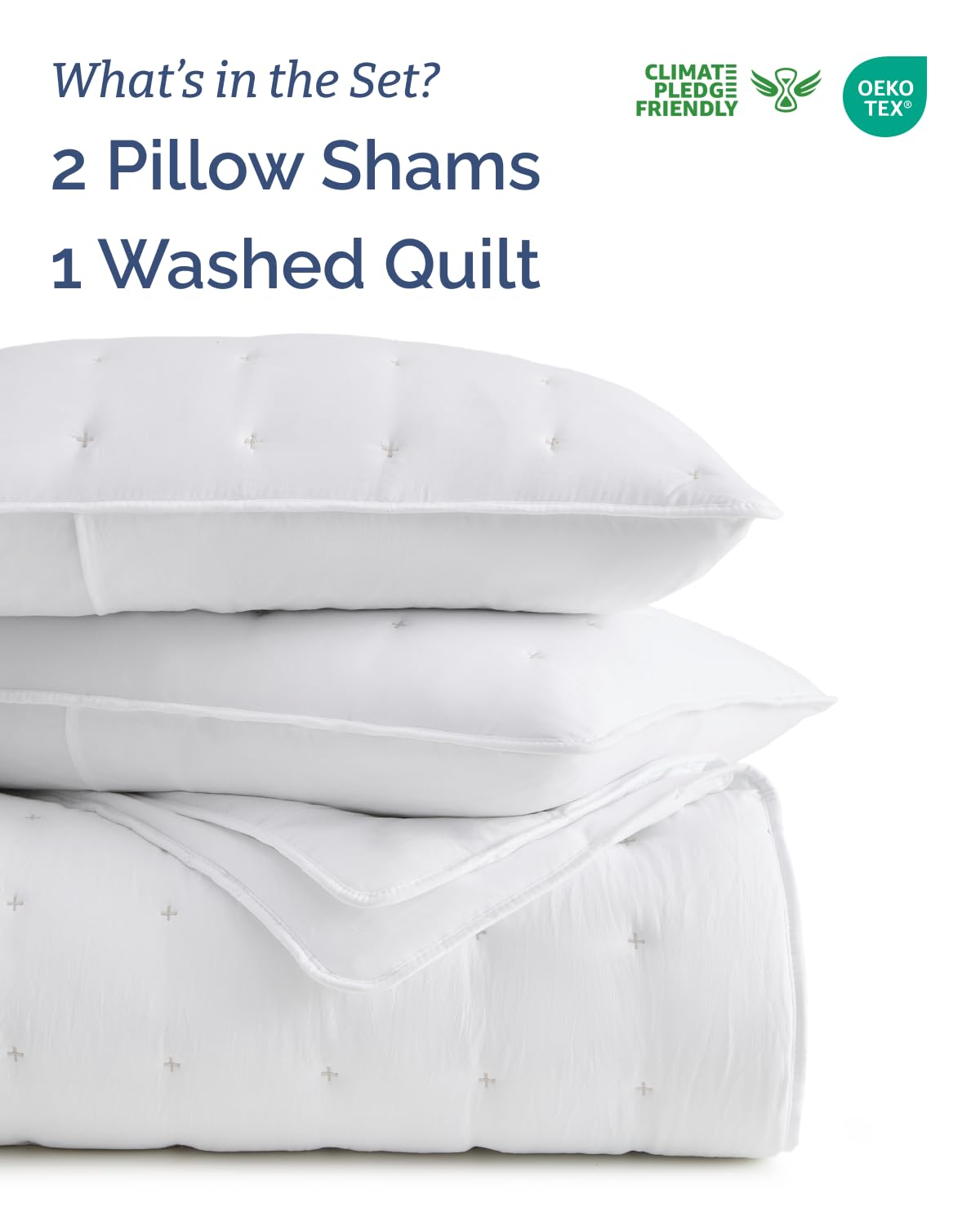 Quilts Queen Size - Bedspread for Queen Size - Lightweight Comforter Set - Quilt Bedding Set for All-Seasons - Ultra Soft, Breathable & Comfy - Summer Coverlet with 2 Pillow Shams - 90" x 96", White