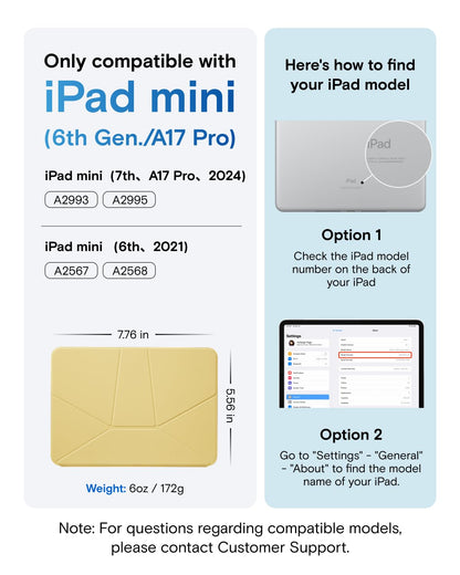 MOFT Dynamic Folio Tablet Stand for Desk Compatible with iPad mini A17 Pro 2024 & iPad mini 6th A15 2021, Slim Magnetic Tablet Holder Case with 20+ Viewing Angles, Panna Cotta x Faded Jeans