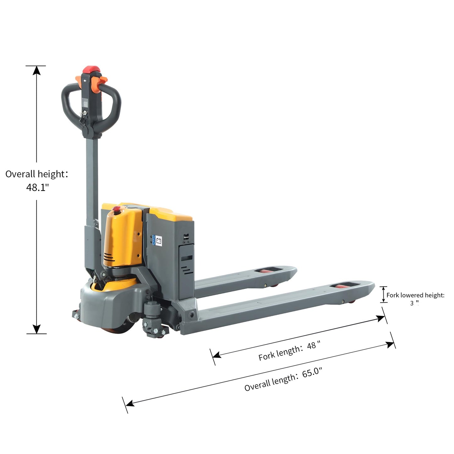 Apollo Full Electric Pallet Truck Lithium Power Pallet Jack Truck 3300 lbs Capacity 48" Lx27 W Forks for Material Handling, with Strong Torque Motor, 2 PC