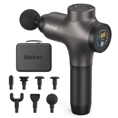 Mebak 3 Massage Gun, Massage Gun Deep Tissue for Athletes, Professional Muscle Percussion Massager, Massager for Shoulder Leg Back Body Pain Relief, Quiet Portable Sport Tool, Gifts for Him