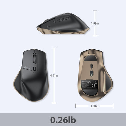 iClever Wireless Mouse with Bluetooth or USB Receiver, 5 Adjustable 2400DPI Rechargeable Computer Mice, Wireless Mouse for Laptop, iPad, MacBook, Tablet, PC