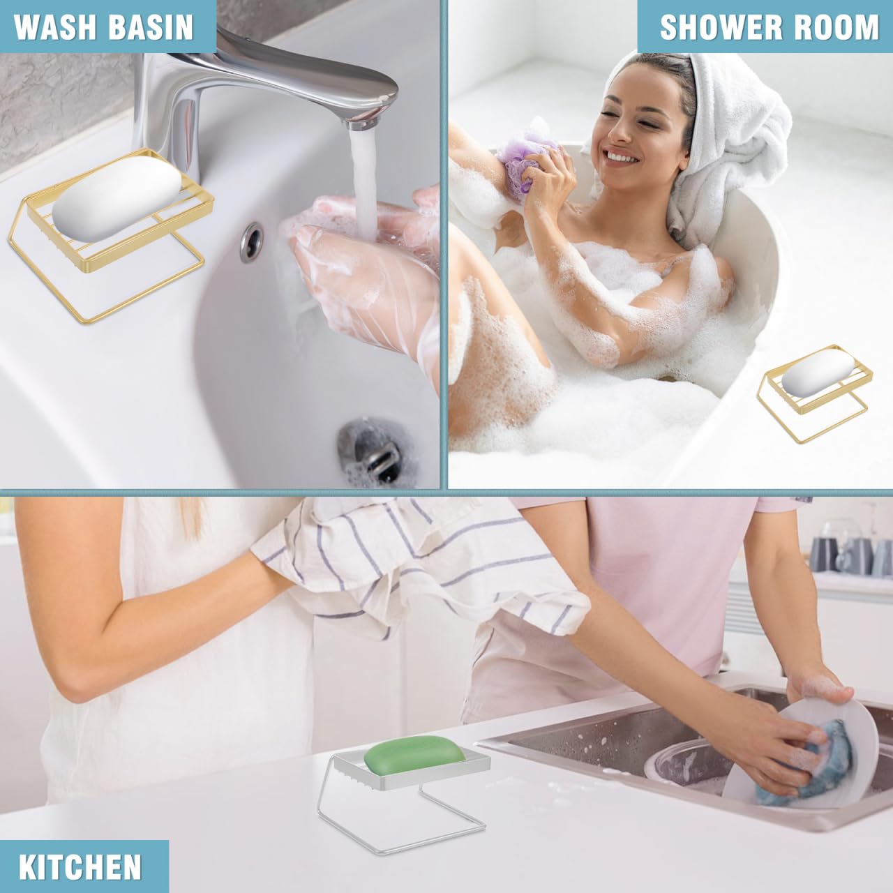 SEWACC Stainless Steel Soap Dish with Self Draining Tray Shower Soap Holder for Bathroom and Kitchen Bar Storage Box 4.64X4.25X2.55In