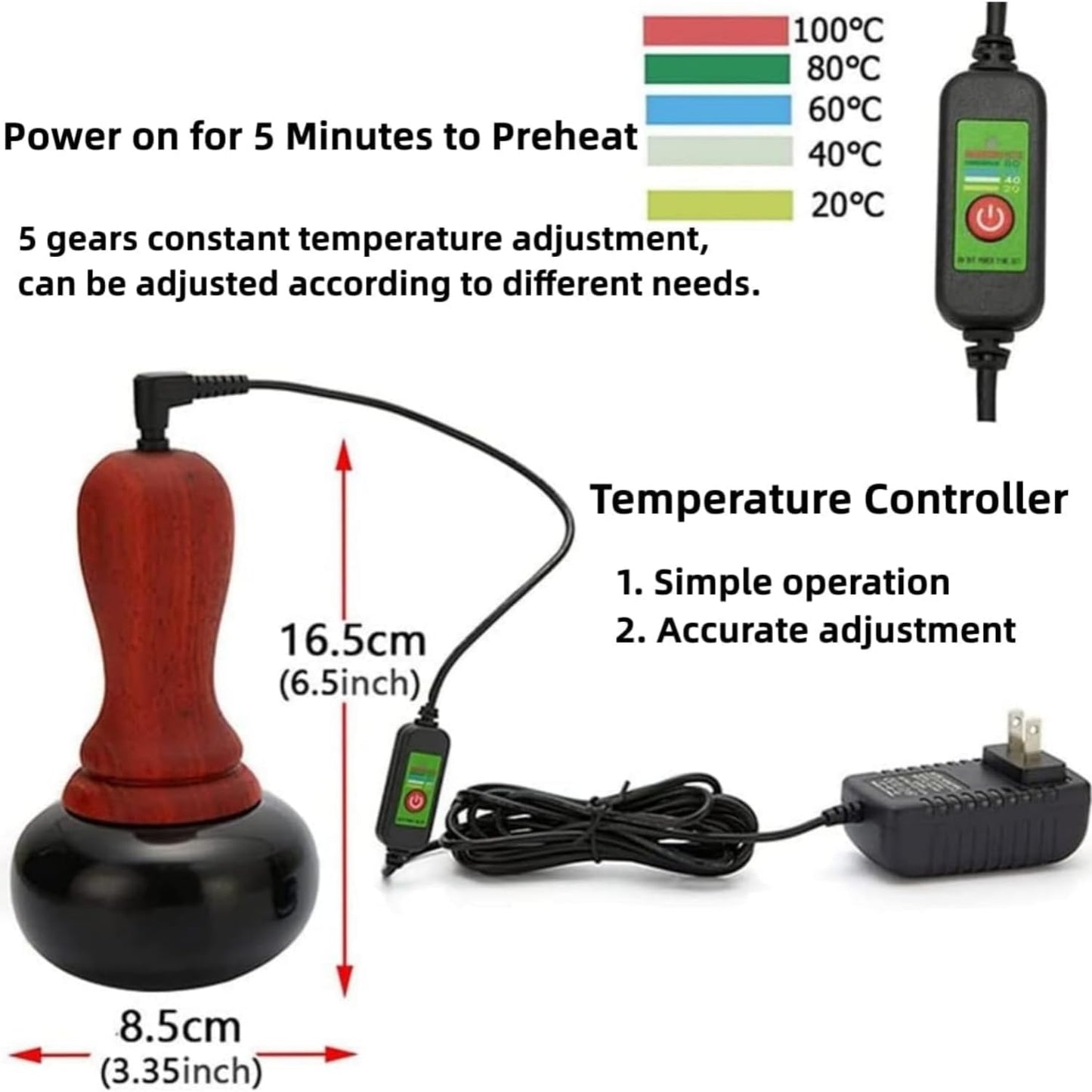 WeiiTech Hot Stones for Massage, Electric Body Massager with Temperature Control, Natural Bian Stone Gua Sha Scraping Massager for Home SPA Relaxation Treatment Pain Relief
