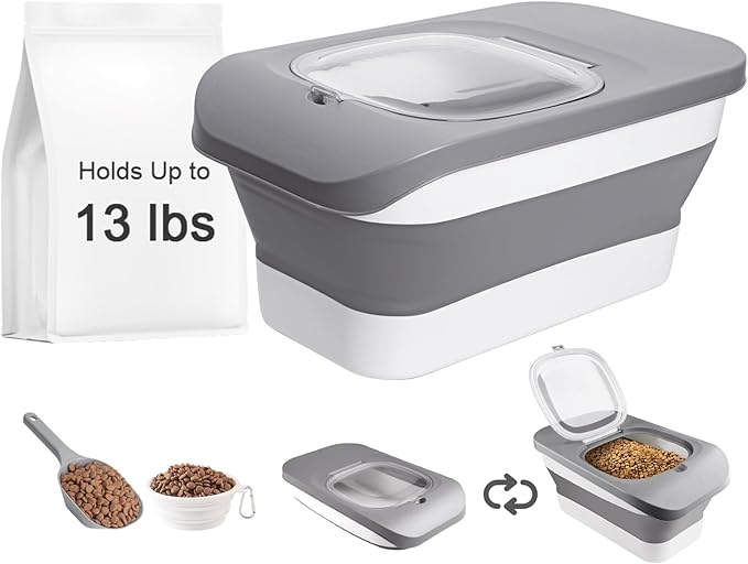 13 Lbs Dog Food Container, Collapsible Dog Food Storage Container