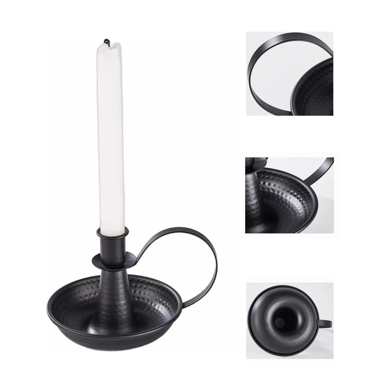 AlsoLife Retro Iron Taper Candle Holder，Black Candlestick Holders Candlelight Stand for Farmhouse Decor Home Wedding Party Table Decoration（2pcs）